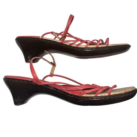 Sofft Coral Orange Strappy Leather Low‎ Heel - Size 8.5 - Picture 3 of 7